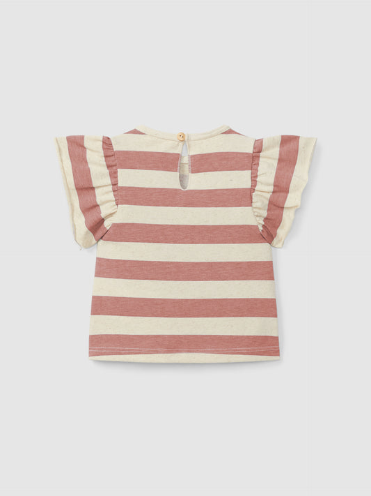 T-shirt a righe con maniche a balze maglietta
