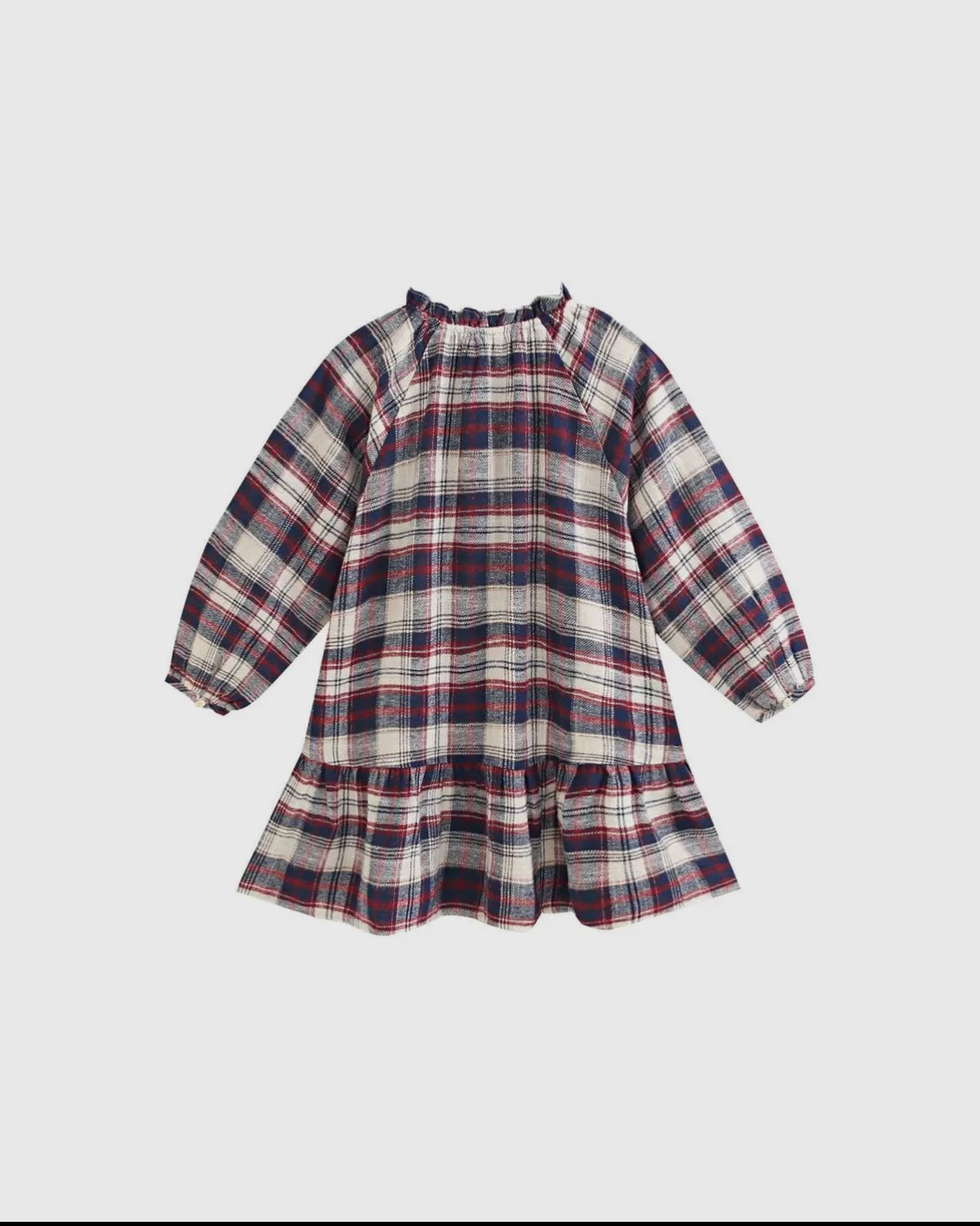 Abito in flanella scozzese blu e bordeaux vestito