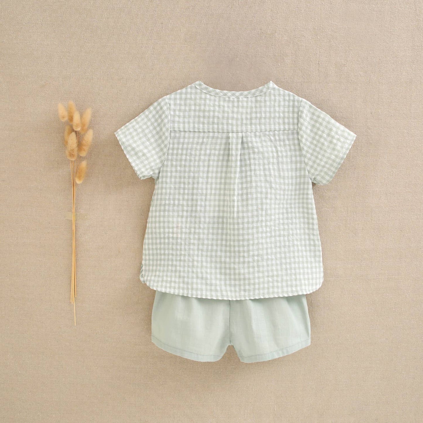 Set per bambino Vichy quadrato verde set