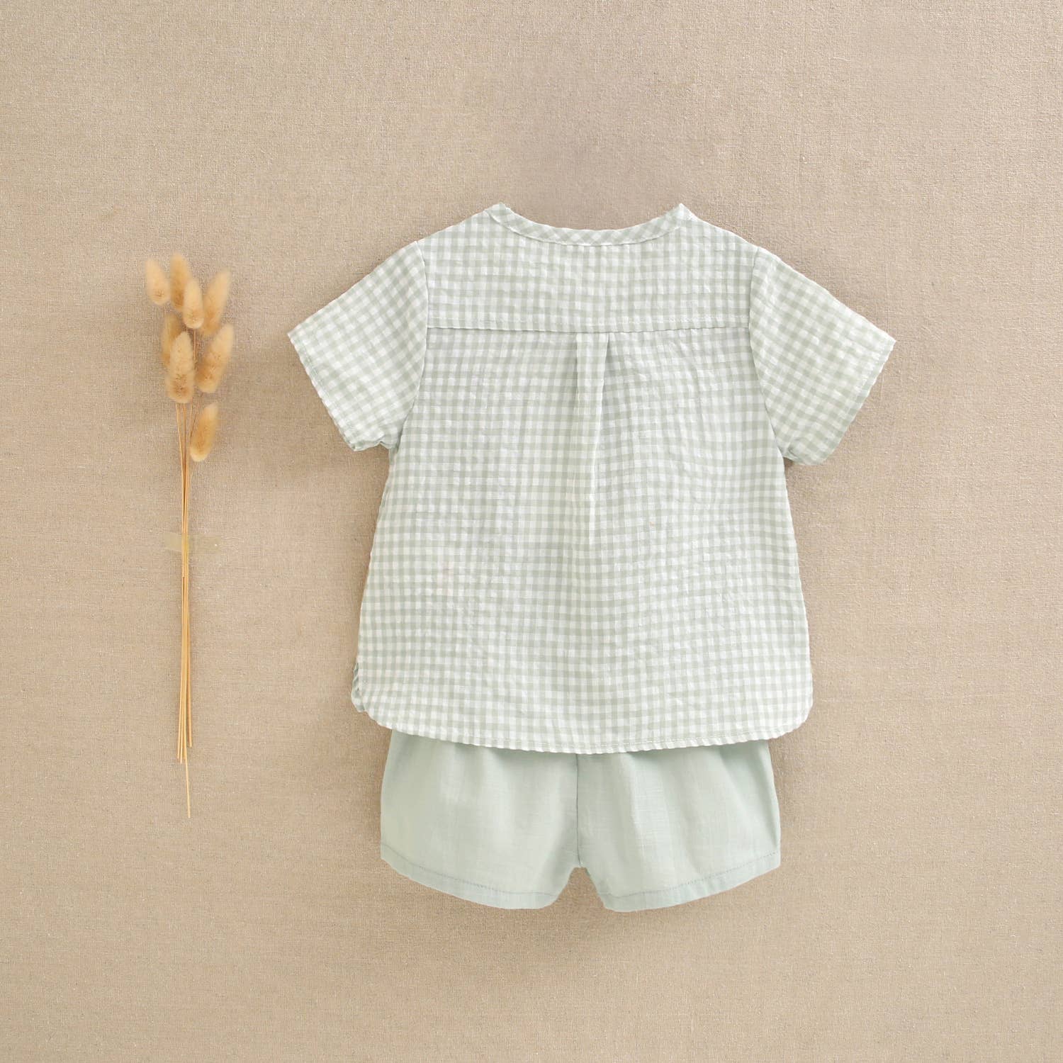Set per bambino Vichy quadrato verde set