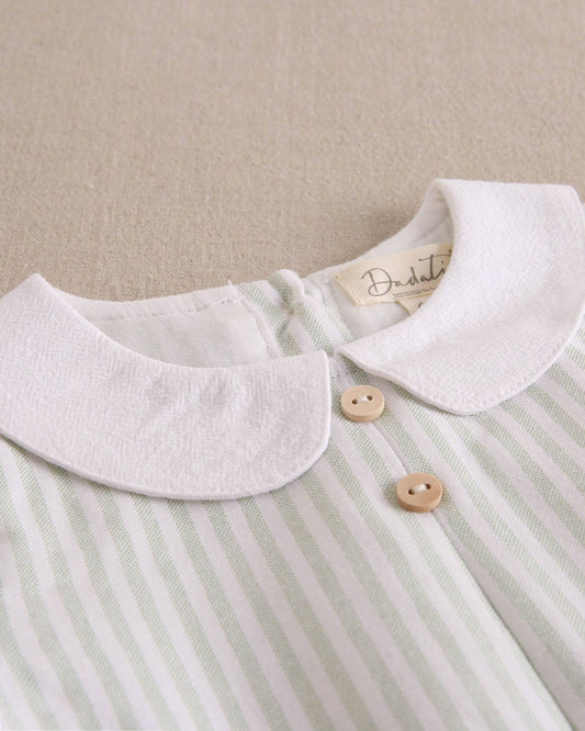 Tutina da neonato a righe verde pastello e bianco Pagliaccetto