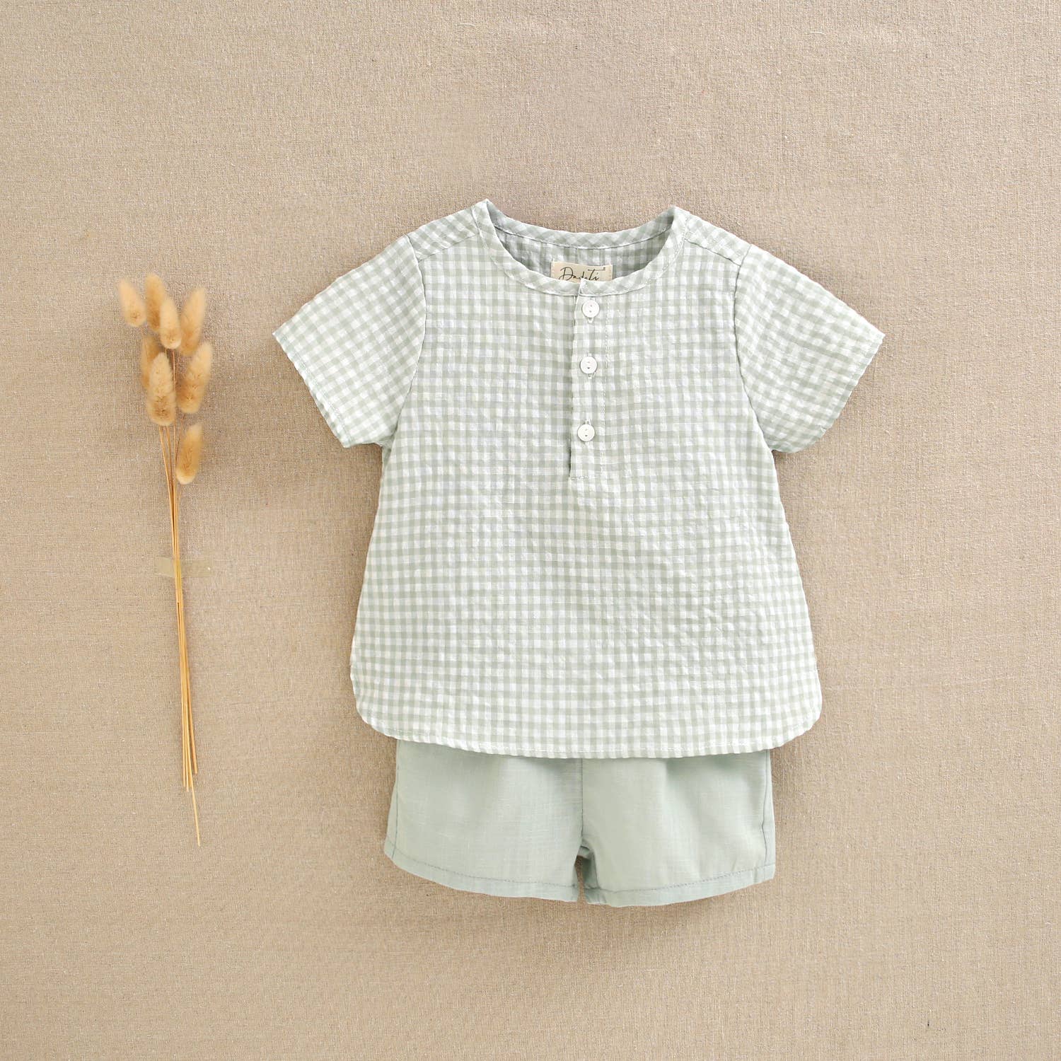 Set per bambino Vichy quadrato verde set