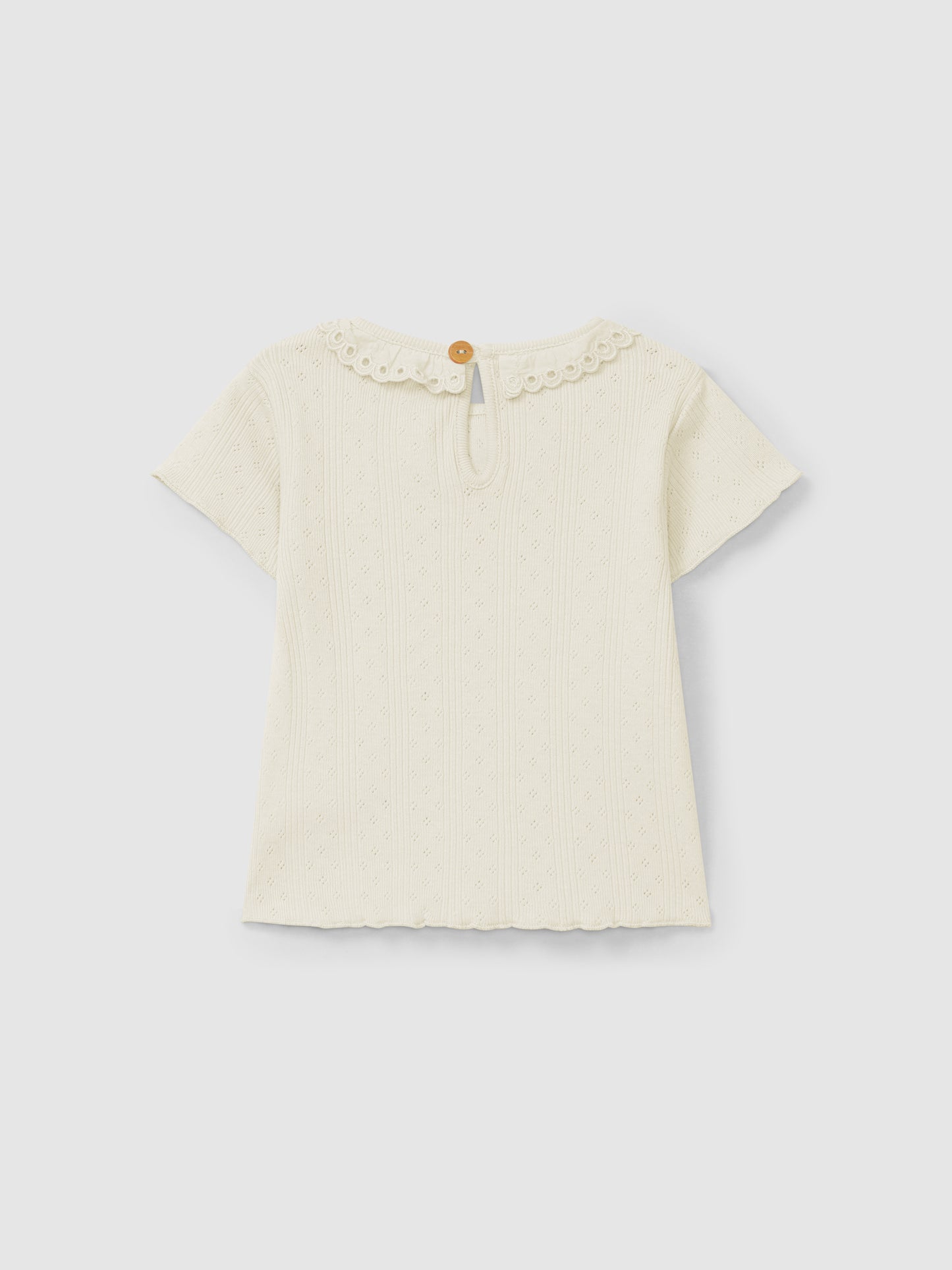 Maglietta con colletto ricamo inglese maglietta