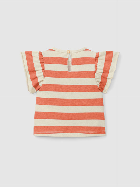 T-shirt a righe con maniche a balze maglietta