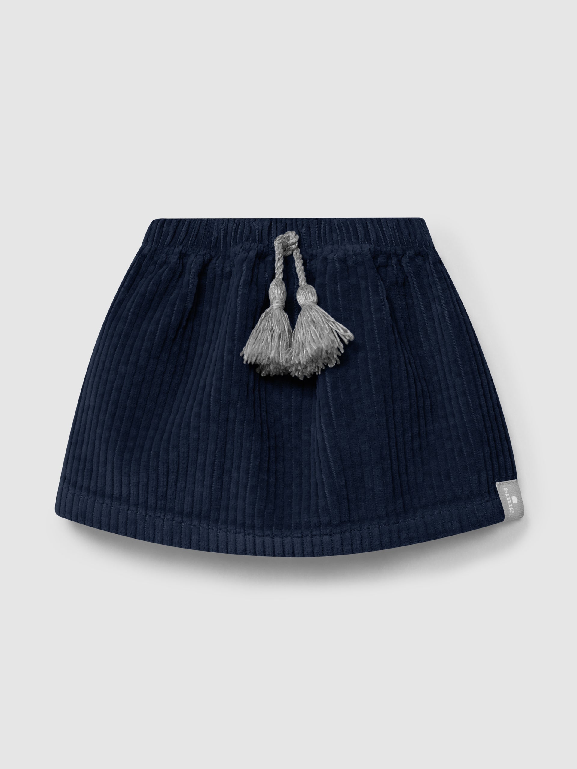 Gonna in velluto a coste con coulisse e pompon gonna