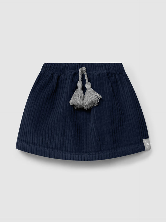 Gonna in velluto a coste con coulisse e pompon gonna