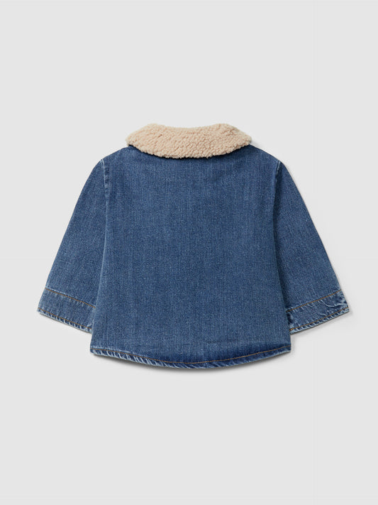 Giacca in jeans con colletto di pelliccia rimovibile