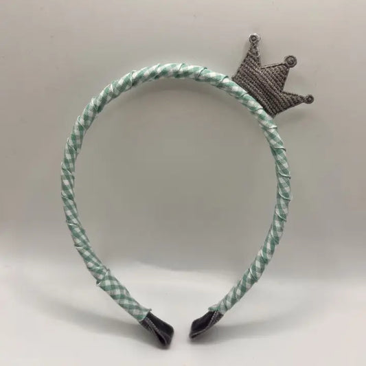 Cerchietto principessa a quadretti vichy con corona