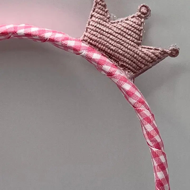 Cerchietto principessa a quadretti vichy con corona