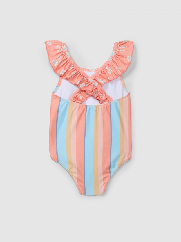 Costume intero con righe colorate costume