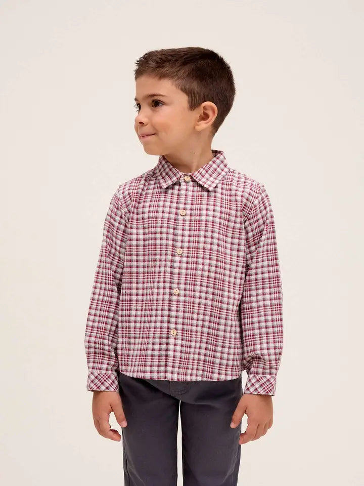 Camicia a quadri bordeaux