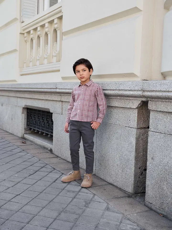 Camicia a quadri bordeaux
