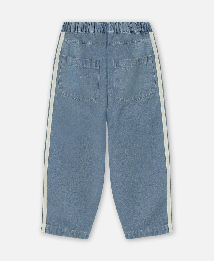 Pantalone in denim con righe laterali