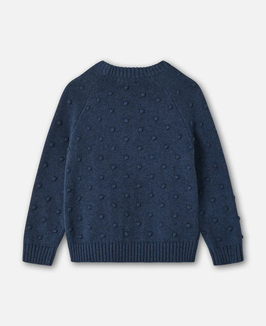 Maglioncino Bambino Blu con Motivo a Bolle – Cotone, Lana e Cashmere | Girocollo maglioncino