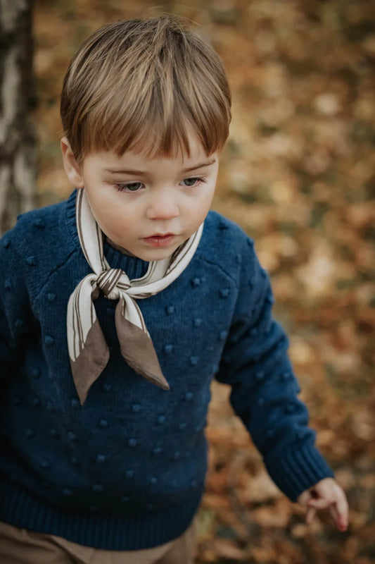 Maglioncino Bambino Blu con Motivo a Bolle – Cotone, Lana e Cashmere | Girocollo maglioncino