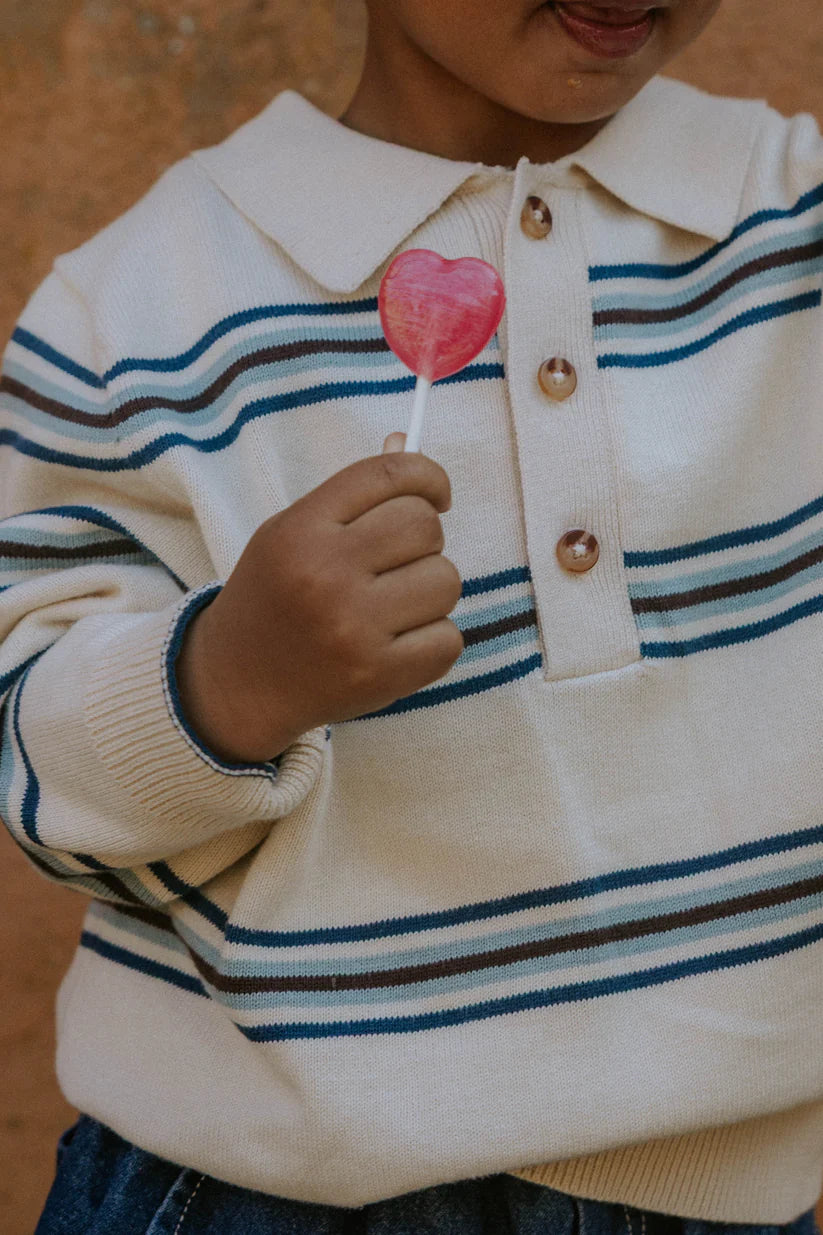 Polo Bambino a Righe Benny – Cotone 100% con Maniche Lunghe e Colletto Classico polo
