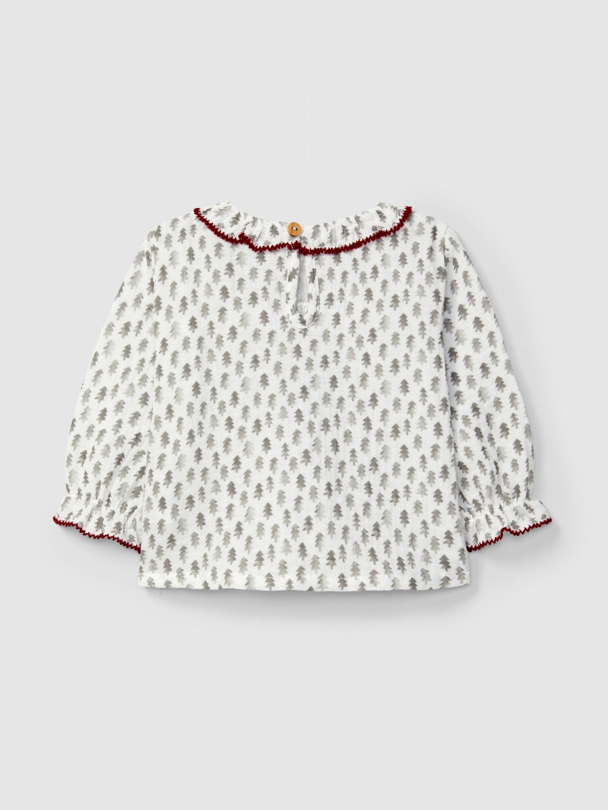 Blusa in mussola con stampa abete camicia