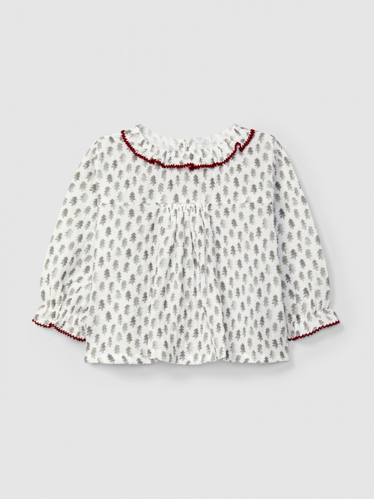 Blusa in mussola con stampa abete camicia