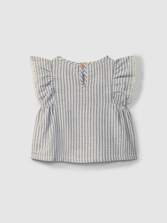 Blusa in tessuto rigato e dettaglio ricamo inglese blusa