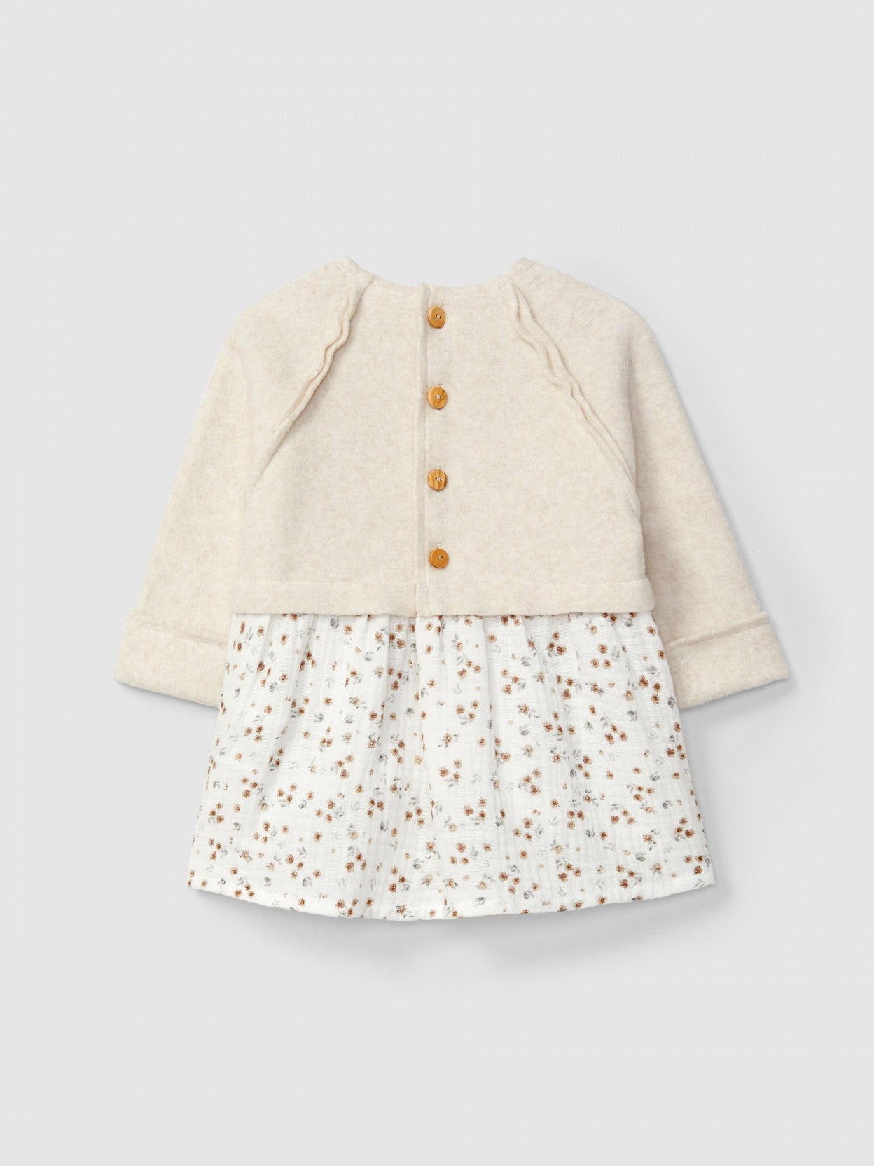 Vestito in mussola con stampa floreale e pile di cotone biologico vestito