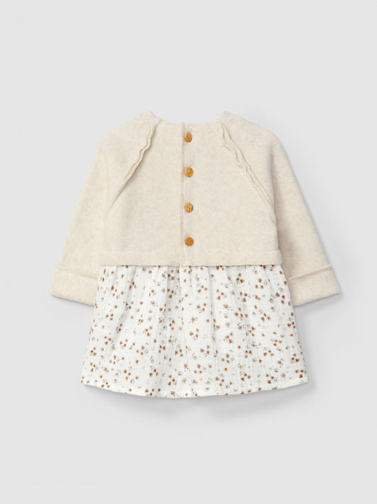 Vestito in mussola con stampa floreale e pile di cotone biologico vestito