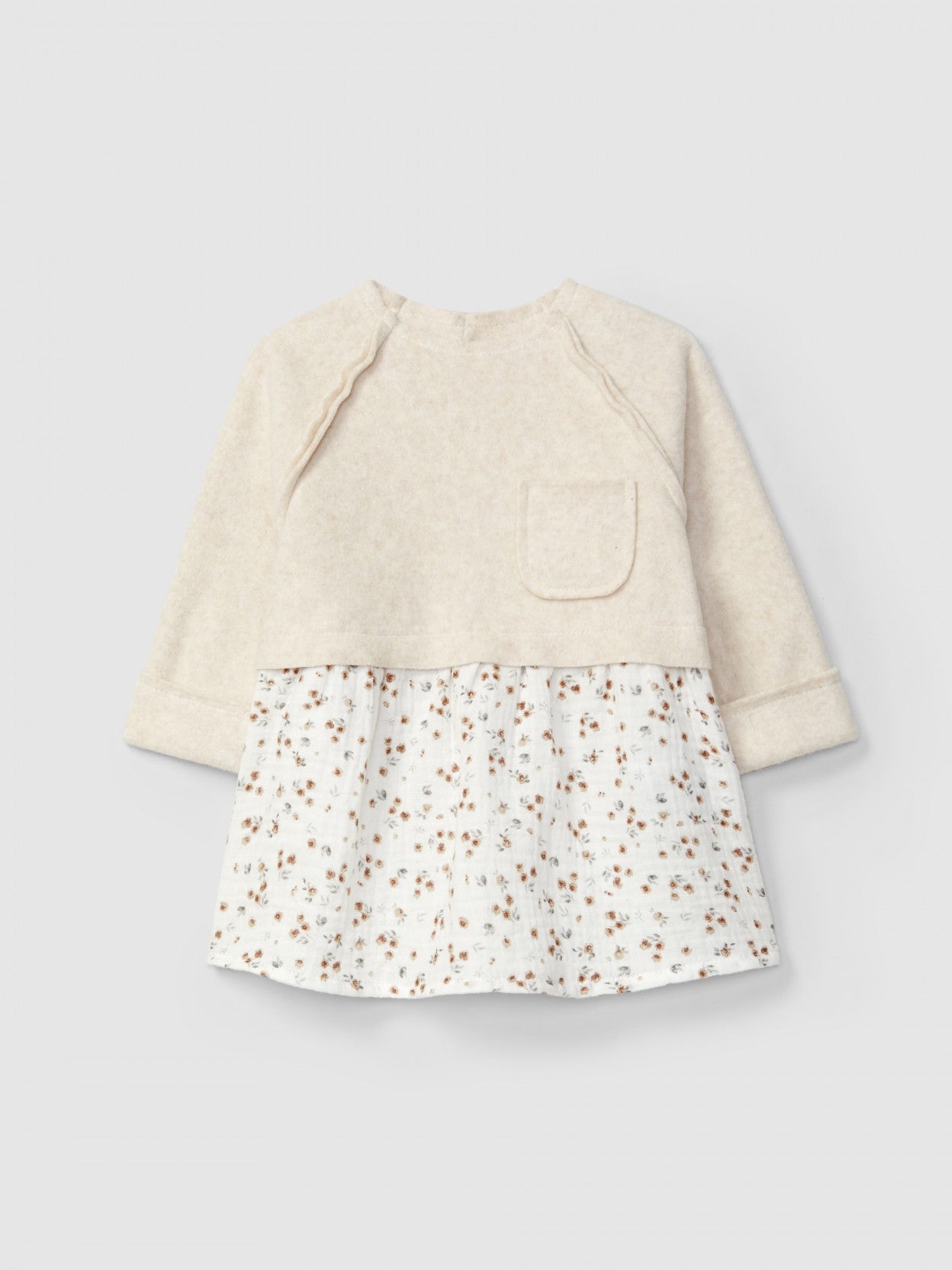 Vestito in mussola con stampa floreale e pile di cotone biologico vestito