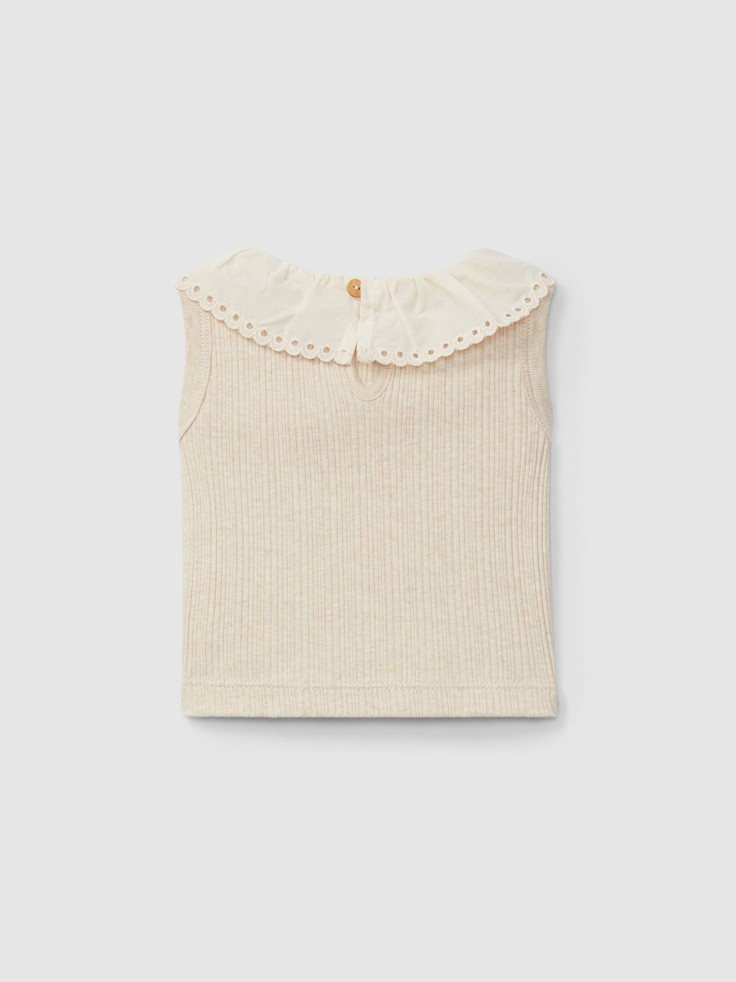 Top in jersey e colletto ricamato top