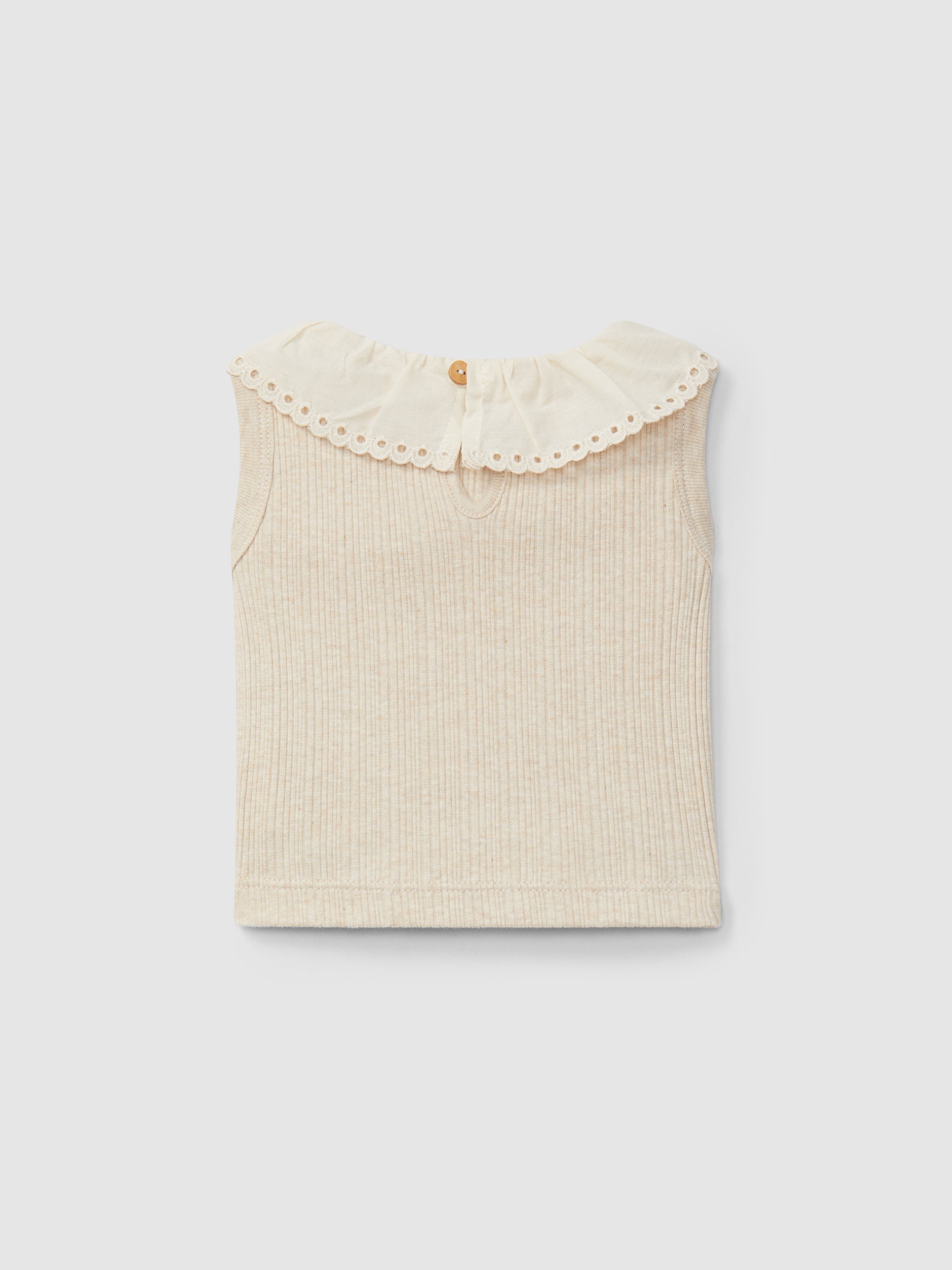 Top in jersey e colletto ricamato top