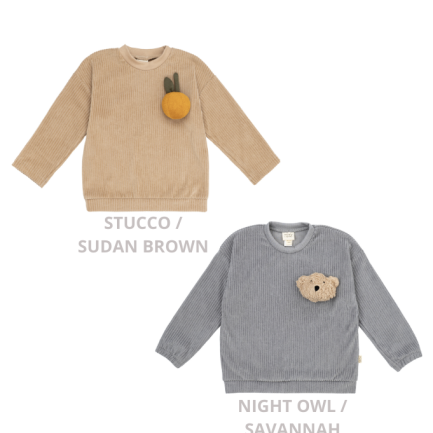 Felpa in Velluto Bambino con pupazzo - Cotone Bio 100% Woolyorganic felpa