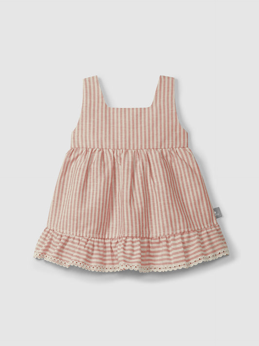 Abito in tessuto a righe e dettaglio ricamo inglese vestito