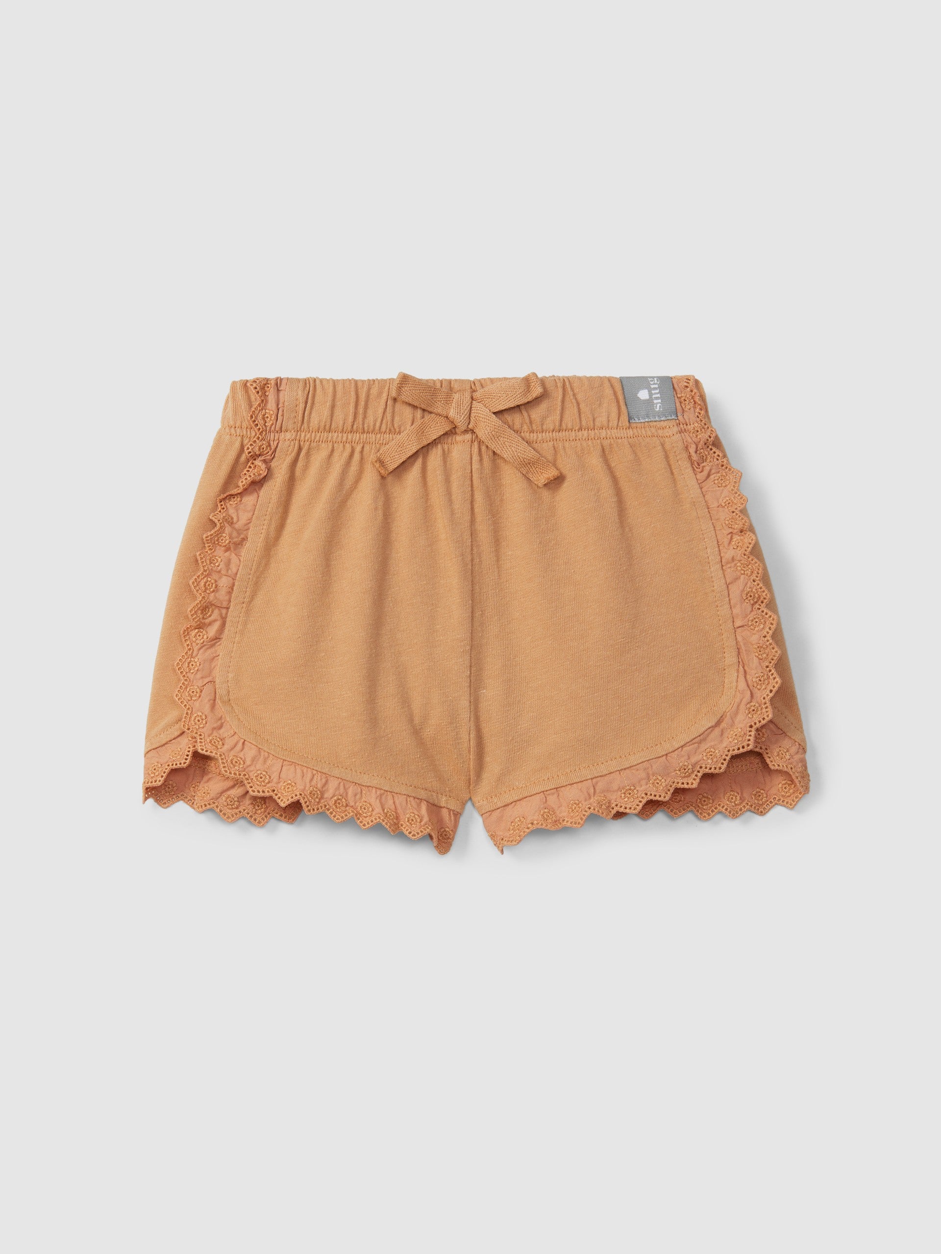 Shorts pull-up in jersey tinta unita con dettagli ricamati pantaloncino