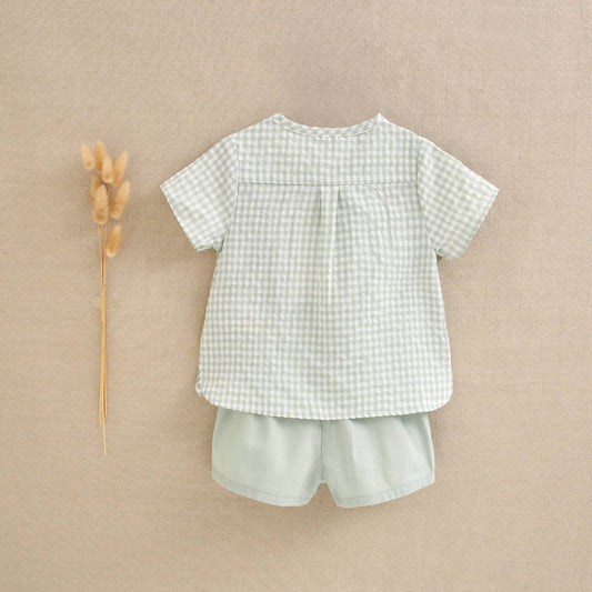 Set per bambino Vichy quadrato verde set