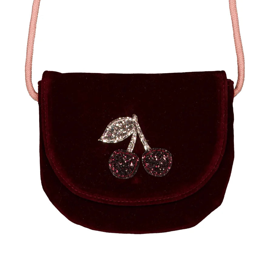 Borsa in velluto con ciliegie