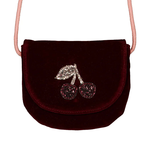 Borsa in velluto con ciliegie