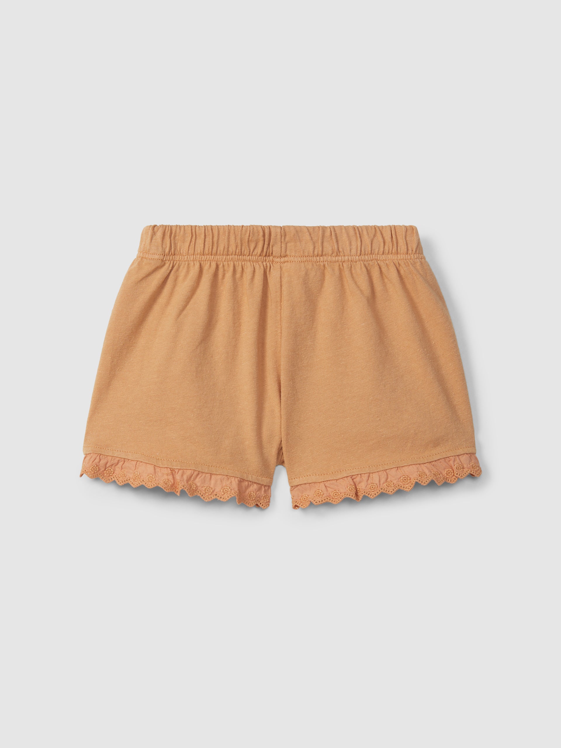 Shorts pull-up in jersey tinta unita con dettagli ricamati pantaloncino