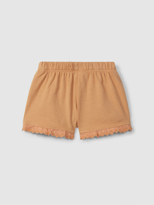 Shorts pull-up in jersey tinta unita con dettagli ricamati pantaloncino