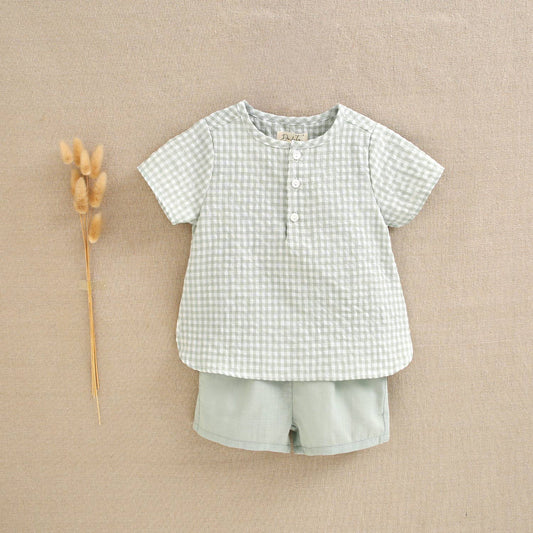 Set per bambino Vichy quadrato verde set