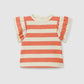 T-shirt a righe con maniche a balze maglietta
