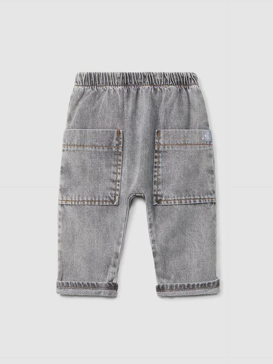 Pantaloni pull-up in cotone biologico in jeans