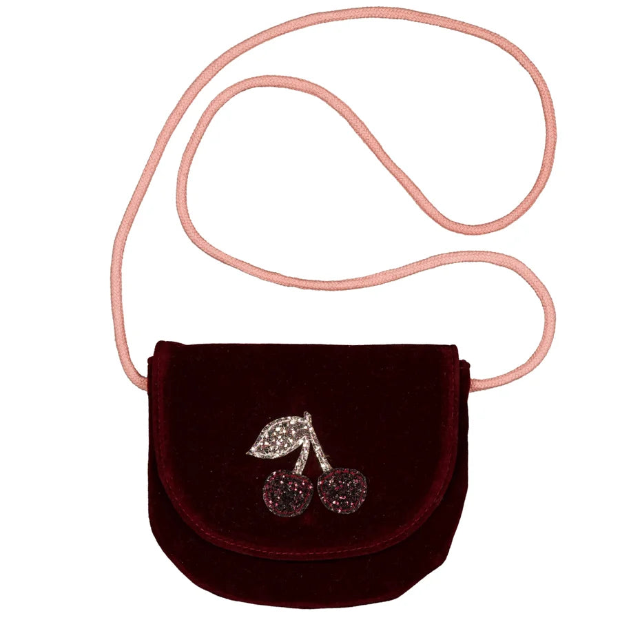 Borsa in velluto con ciliegie