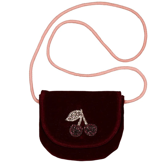 Borsa in velluto con ciliegie