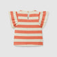 T-shirt a righe con maniche a balze maglietta