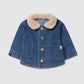 Giacca in jeans con colletto di pelliccia rimovibile