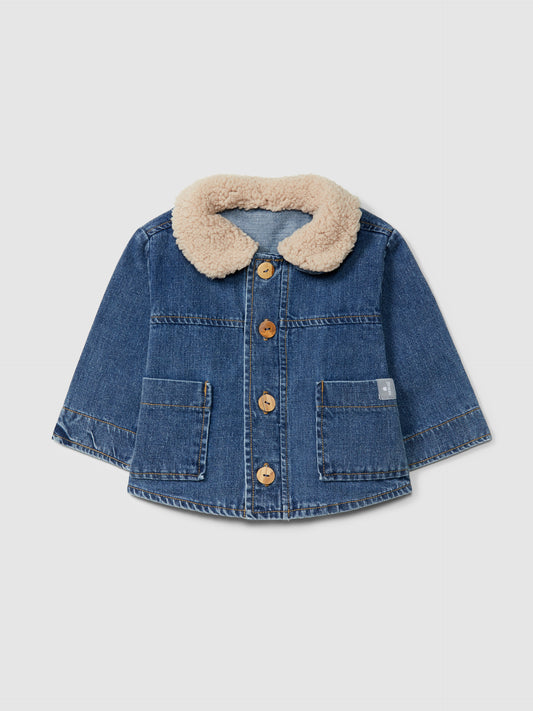 Giacca in jeans con colletto di pelliccia rimovibile