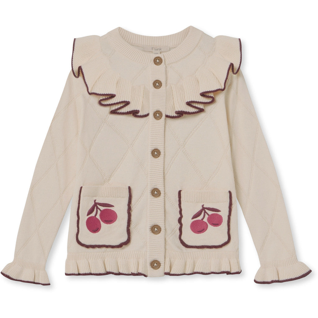 Nova cardigan con ricamo e volant