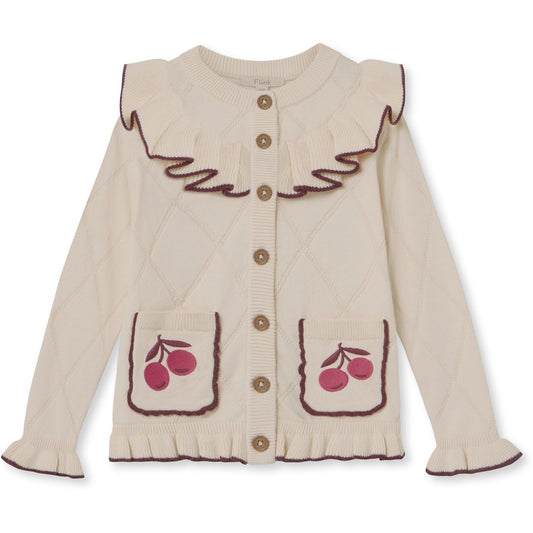 Nova cardigan con ricamo e volant