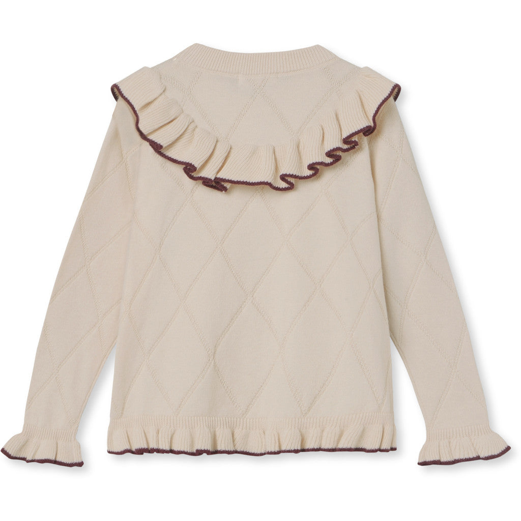 Nova cardigan con ricamo e volant