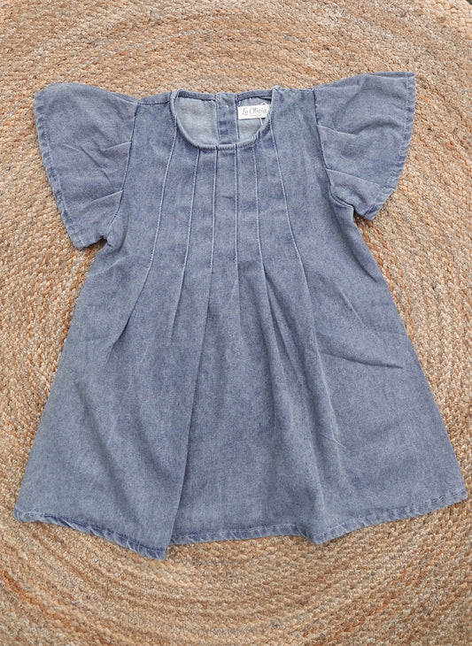 Vestito in denim con volant vestito