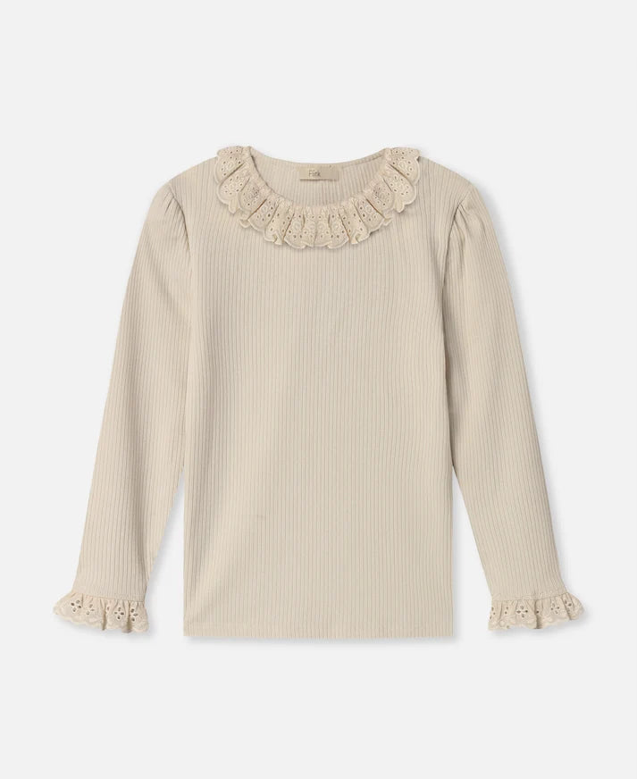 Maglia con colletto in pizzo