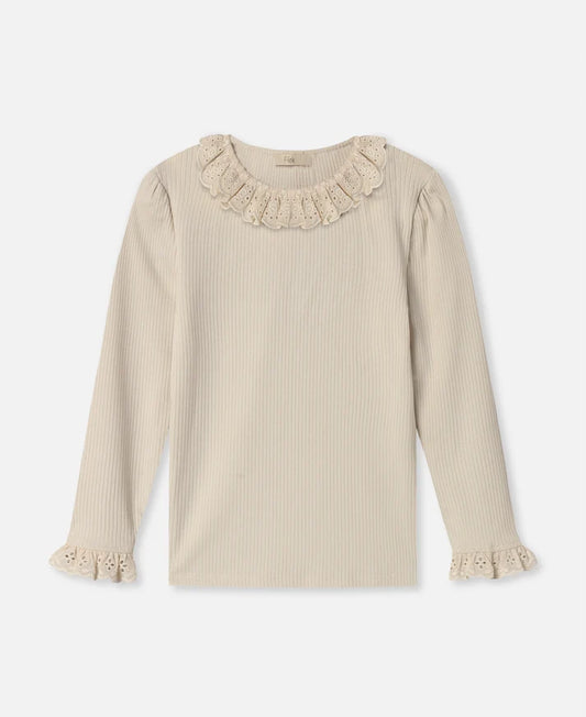 Maglia con colletto in pizzo